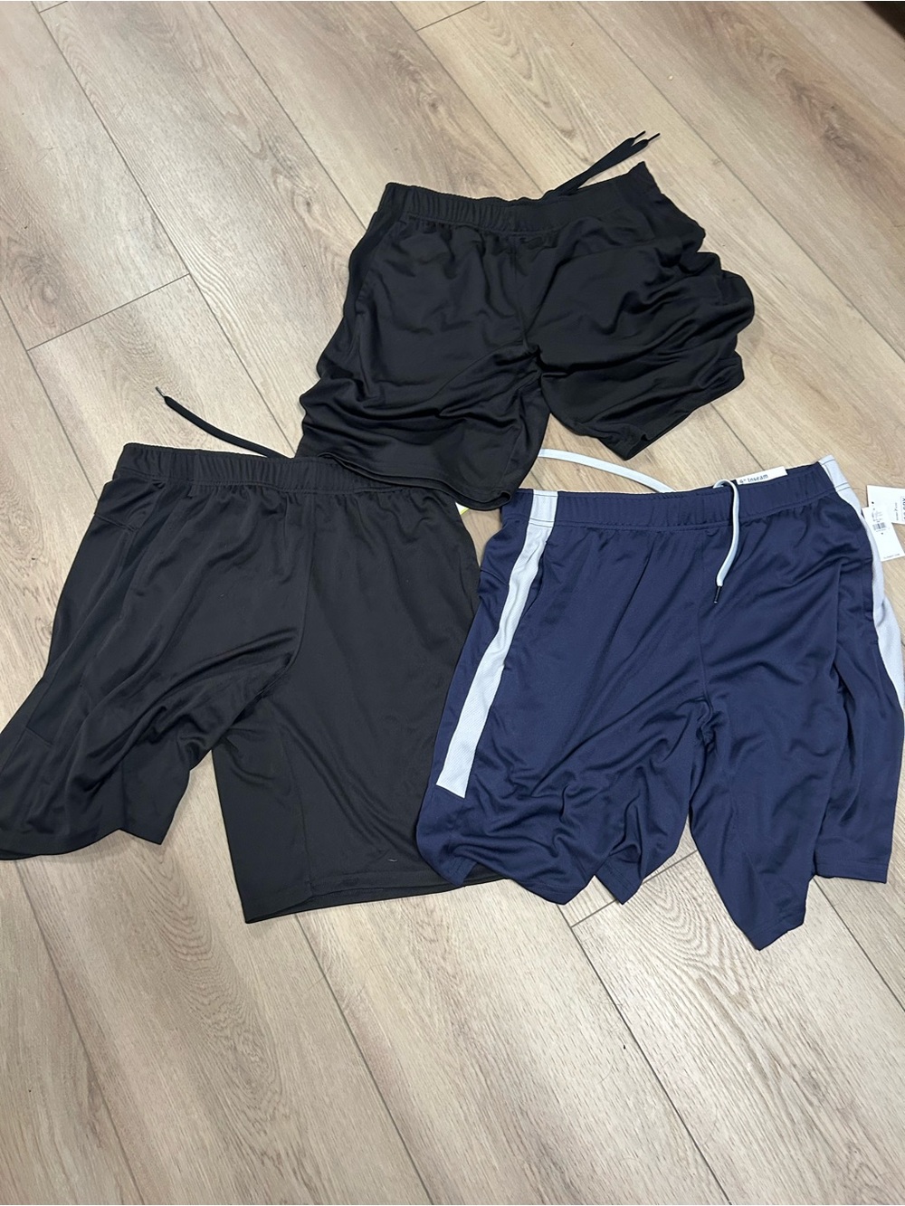 Men's Athletic Drawstring Shorts - Black & Navy medium lot of 3